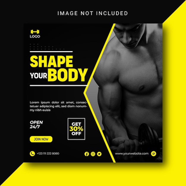 Fitness Instagram Social Media Banner Design Template