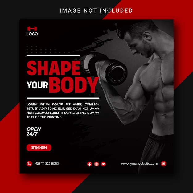 Fitness Instagram Social Media Banner Design Template