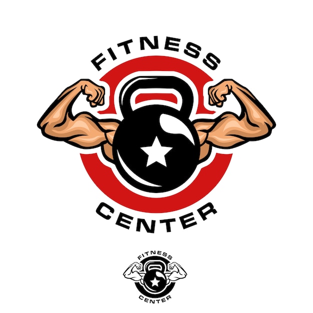 Fitness kettlebell logo template