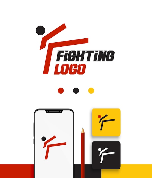 Вектор Набор шаблонов логотипов для фитнеса и кикбоксинга