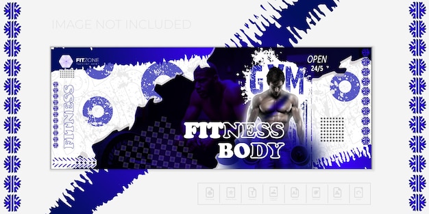 Vector fitness lichaam sociale media banner moderne en creatieve ontwerpsjabloon premium vector