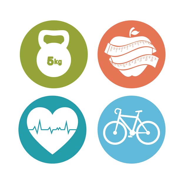 fitness lifestyle elements icons 