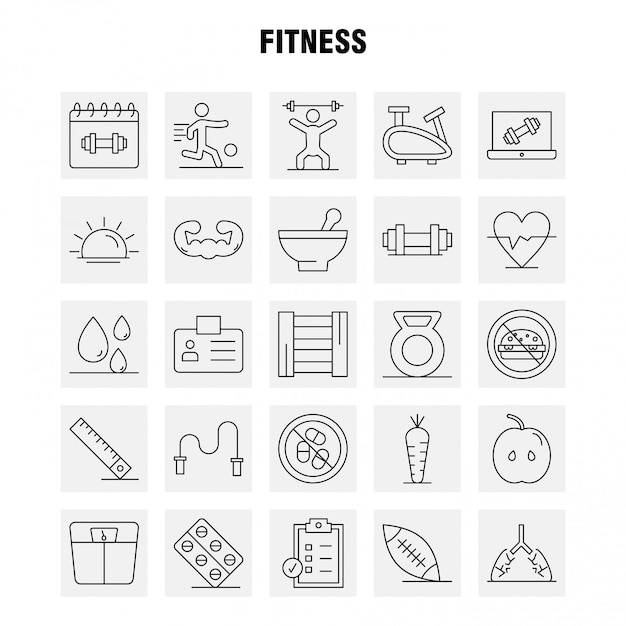 Fitness Line Icons Set 