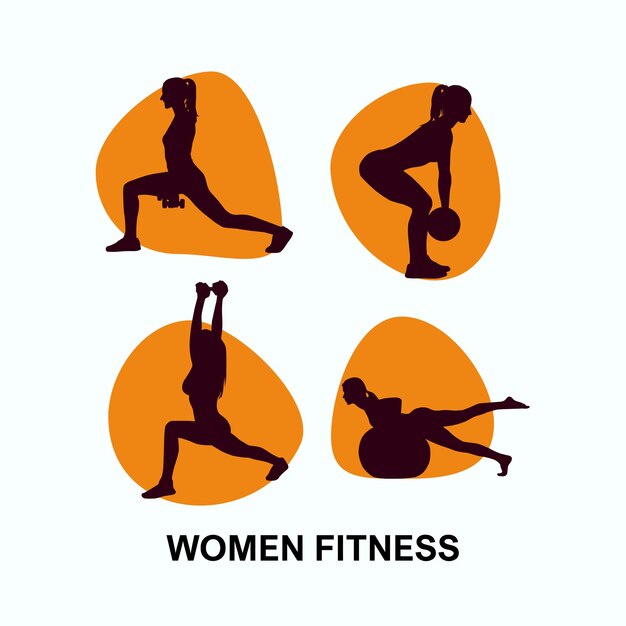 Vector fitness logo barbell logo weight lifting logo gym logs fitness silhouettes