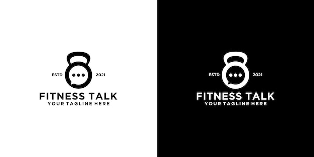 Fitness logo design inspiration, barbell and chat logo icon and business card