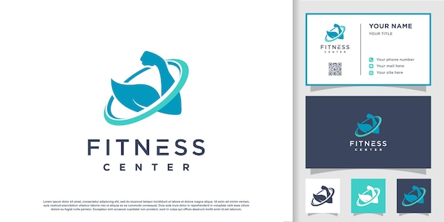 Fitness logo design vector with creative element concept