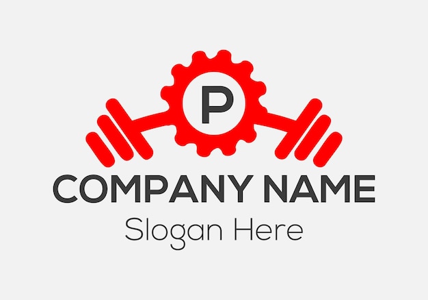 Fitness Logo On Letter P. Gym and Fitness P Letter Sign Vector Template