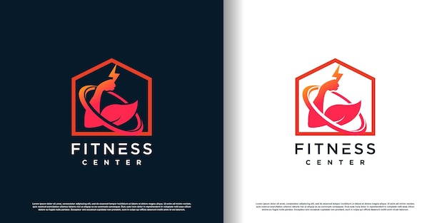 Fitness logo ontwerp met creatief concept premium vector