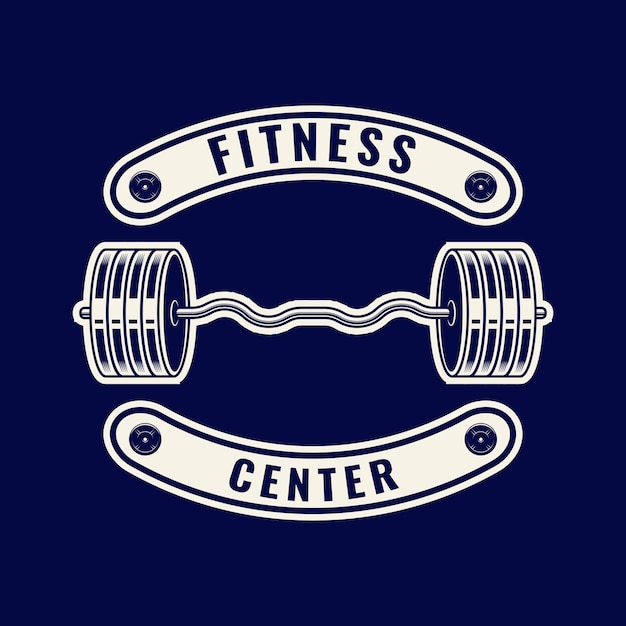 Vettore logo fitness stile retrò ottimo per logo fitness logo palestra manubri con catena