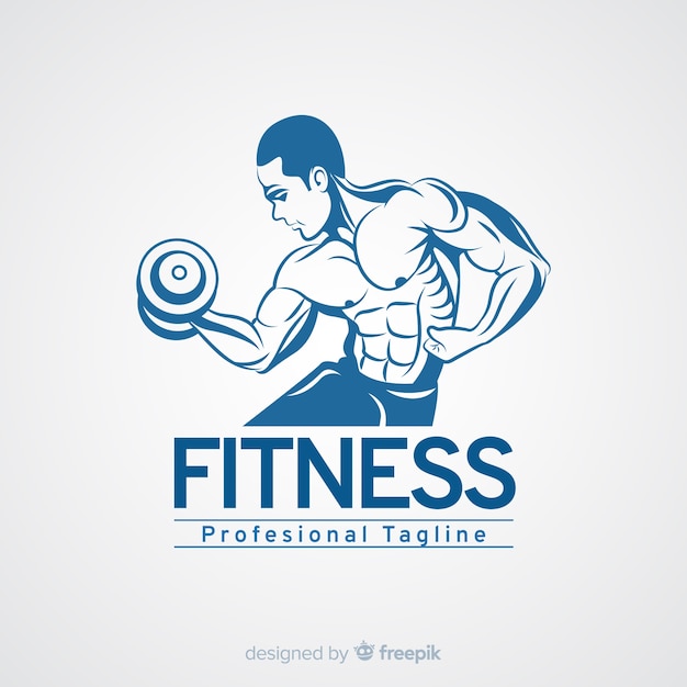 Fitness logo sjabloon met gespierde man