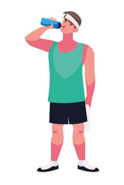 Fitness man with water bottle illustration