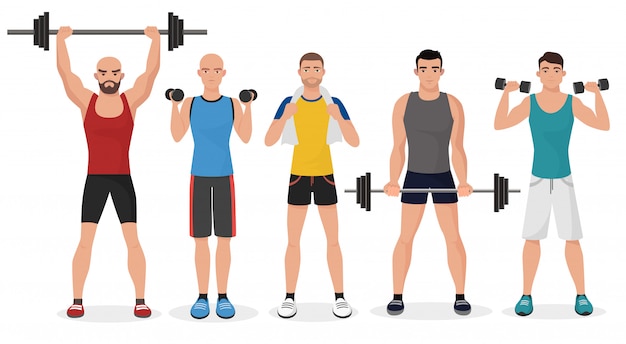 Fitness men in gym set