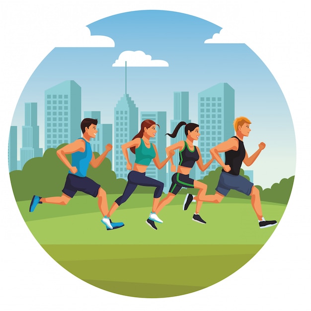 Fitness-mensen lopen