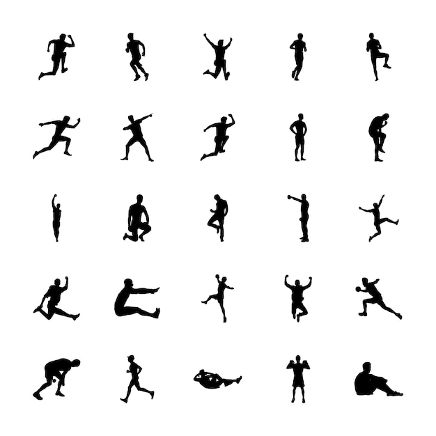 Fitness oefening silhouetten pictogrammen pack