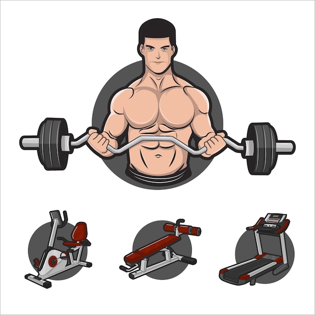 Fitness people with various equipment