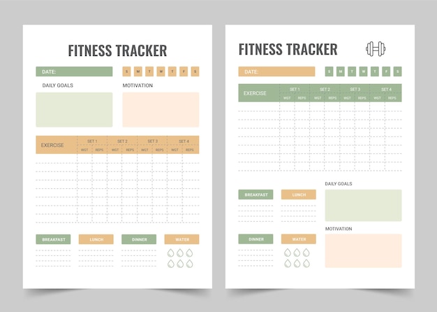 Vettore fitness planner modern planner template set vector planner