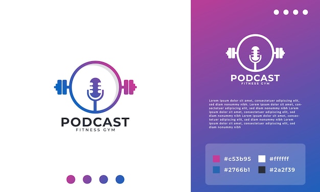 Fitness podcast icon logo design template element