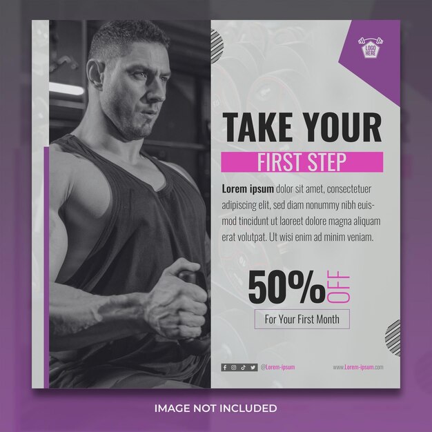 Vector fitness revolution instagram gym fitness template