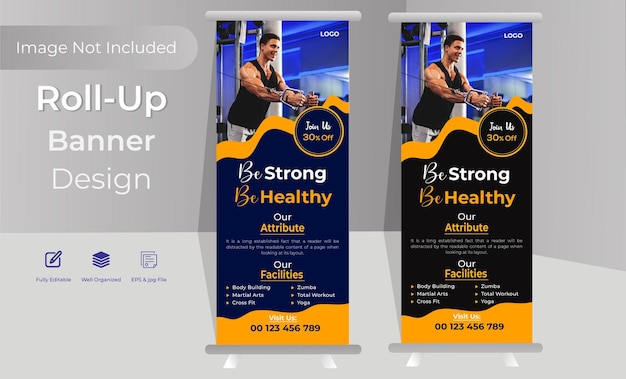 Fitness Rollup Banner Design Template Creative Popup Banner Templates