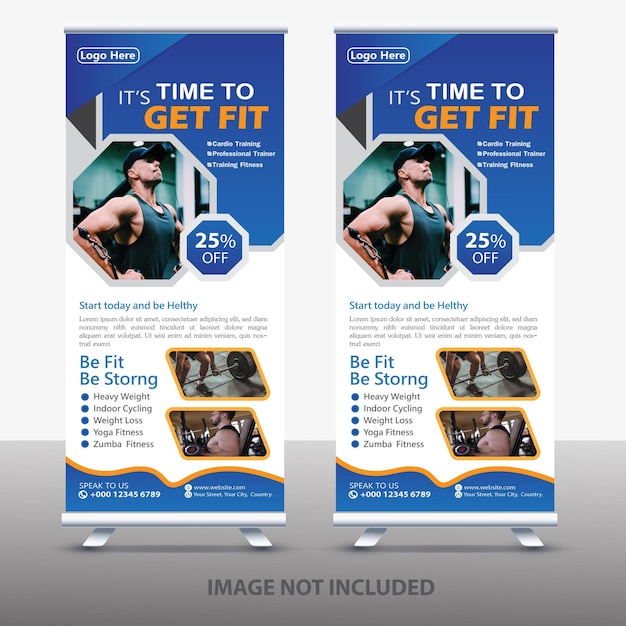 Vector fitness rollup banner sjabloon