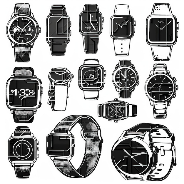 Fitness Smartwatch flat vect set illustration high quality