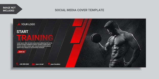 Vettore design della copertina dei social media fitness o banner web