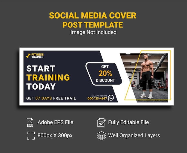 Fitness social media facebook instagram cover story post template