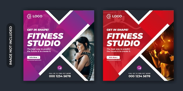 Banner di post sui social media fitness