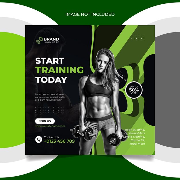 Fitness social media post or flyer design template Premium Vector