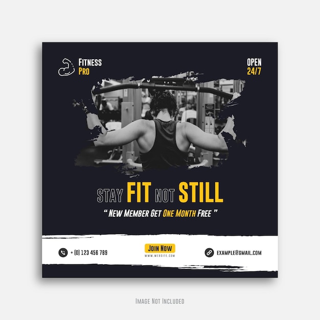 fitness social media post or gym web bannertemplate