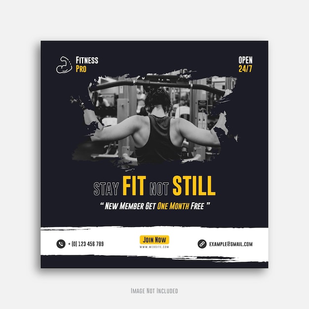 Fitness Social Media Post Or Gym Web BannerTemplate