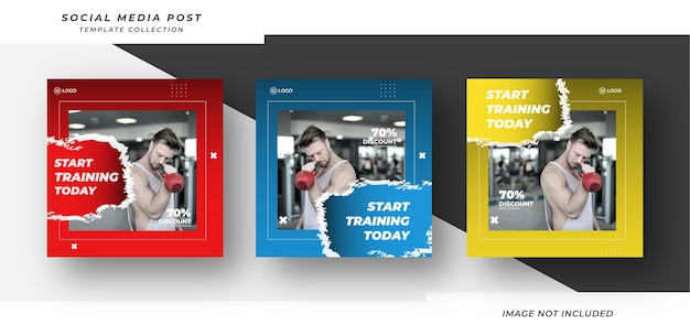 Fitness social media post sport template