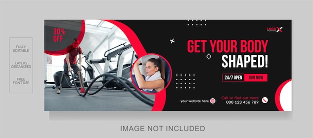 Fitness social media post template and web banner design