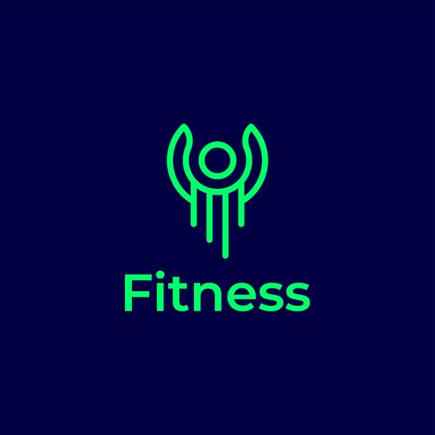 Vector fitness sport people line art outline logo icon