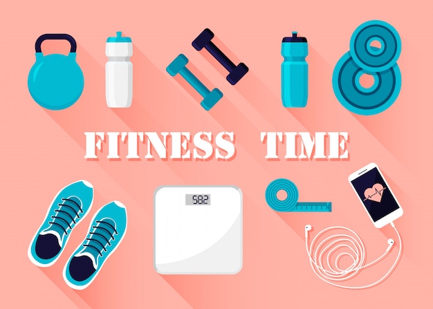 fitness and sport training equipment icons isolated.