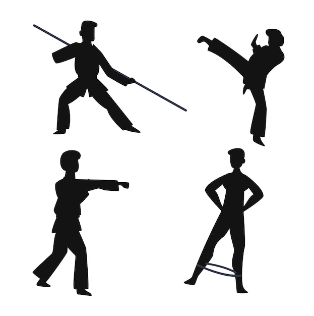 Fitness sports activities isolated vector Silhouette