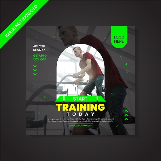 Vector fitness sportschool sociale media en webbanner of instagram promotie postsjabloon