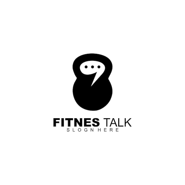 Fitness talk chat manubri kettlebell vector logo design