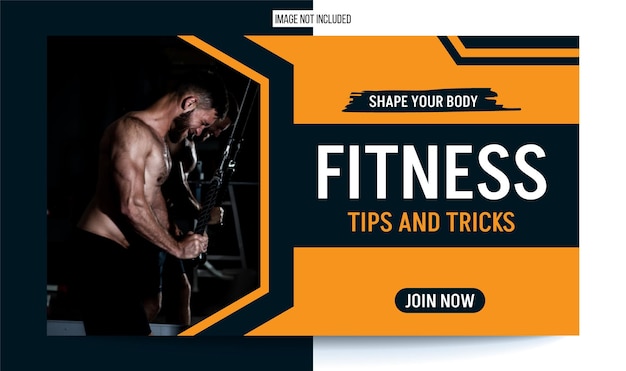 Vector fitness tips and tricks gym thumbnail and web banner vector template