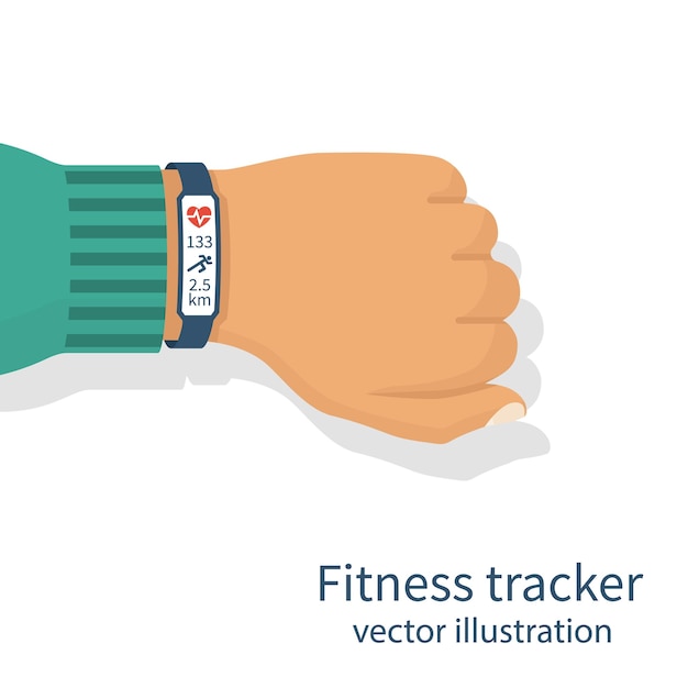 Fitness tracker sulla mano dell'uomo