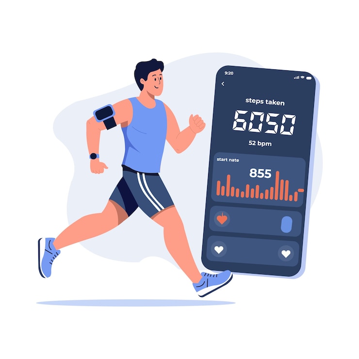 Vector fitness tracking app illustration