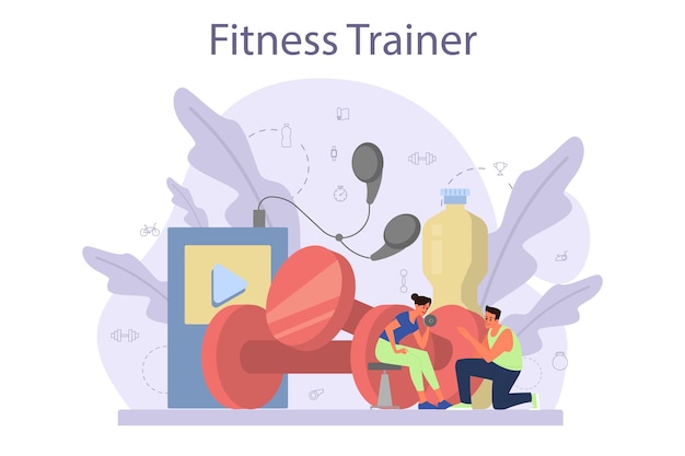 Fitness trainer concept. workout in the gym with profession sportsman. healthy and active lifestyle. time for fitness.