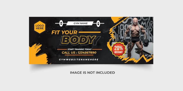 Modello di banner di promozione su facebook della palestra del club di allenamento fitness