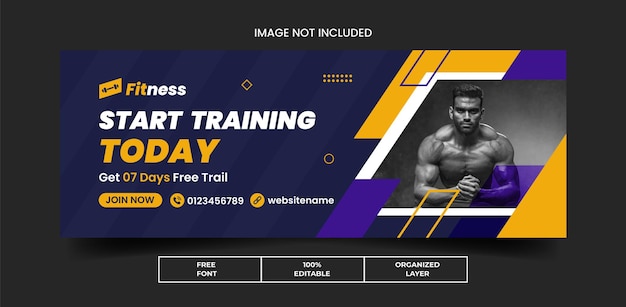 Fitness training gym social media cover photo en web banner ads template design