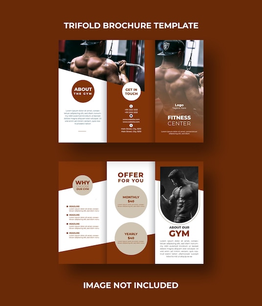 fitness trifold brochure template design