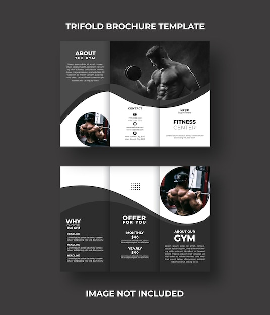 fitness trifold brochure template design
