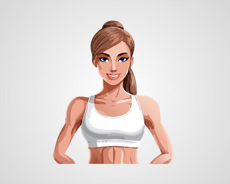 Vector fitness vrouw actief meisje gezonde levensstijl workout meisje atletisch vrouw sport illustratie sportschool
