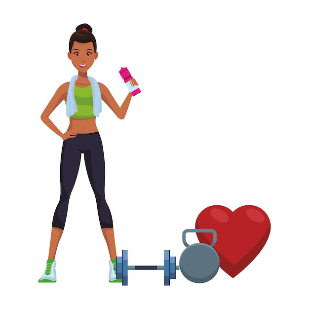 Vector fitness vrouw cartoon