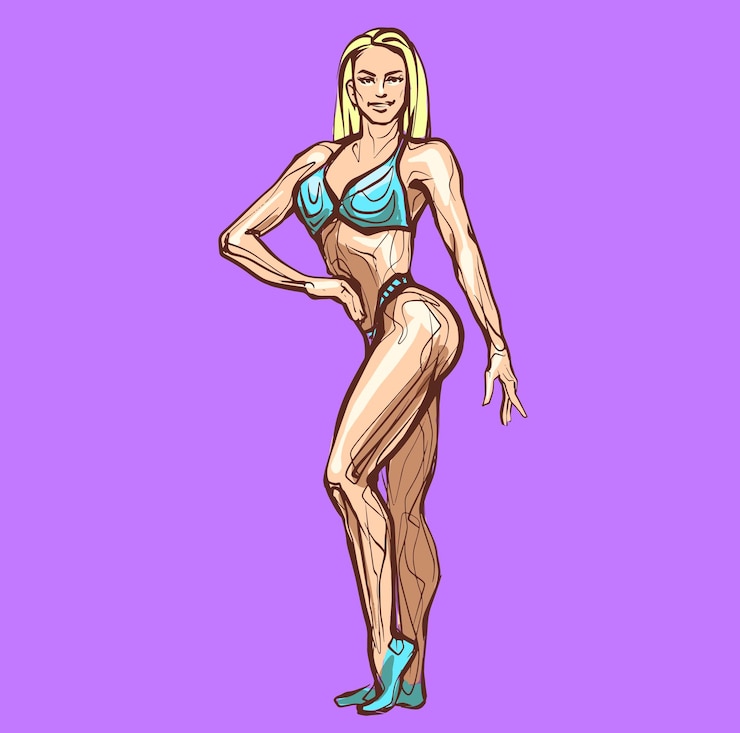 Vector fitness vrouw poseren sexy vrouw figuur mooie silhouetten nachtclub striptease vectorillustratie