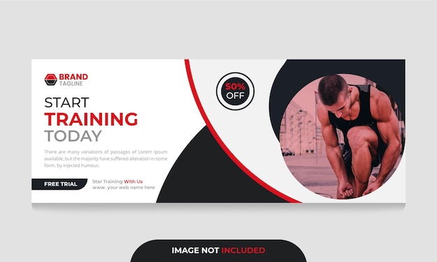 Vector fitness web banner or facebook cover and social media banner template